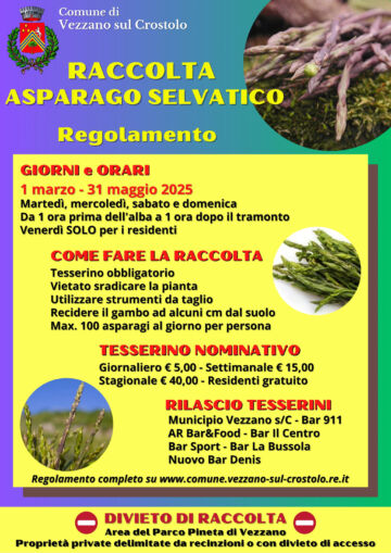 Leggi: «Rilascio tesserini per la raccolta dell’asparago…»