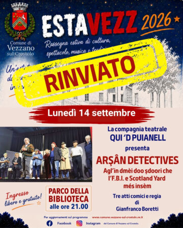 Leggi: &laquo;EstaVezz 2026: rinviato lo spettacolo dialettale&hellip;&raquo;