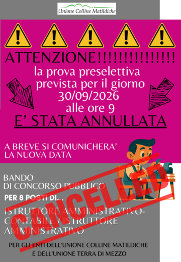 Leggi: «Attenzione! La prova preselettiva prevista per…»